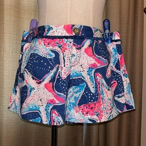 Lilly Pulitzer Indigo Star Struck Pink White Starfish Adie Shorts Womens Size 8